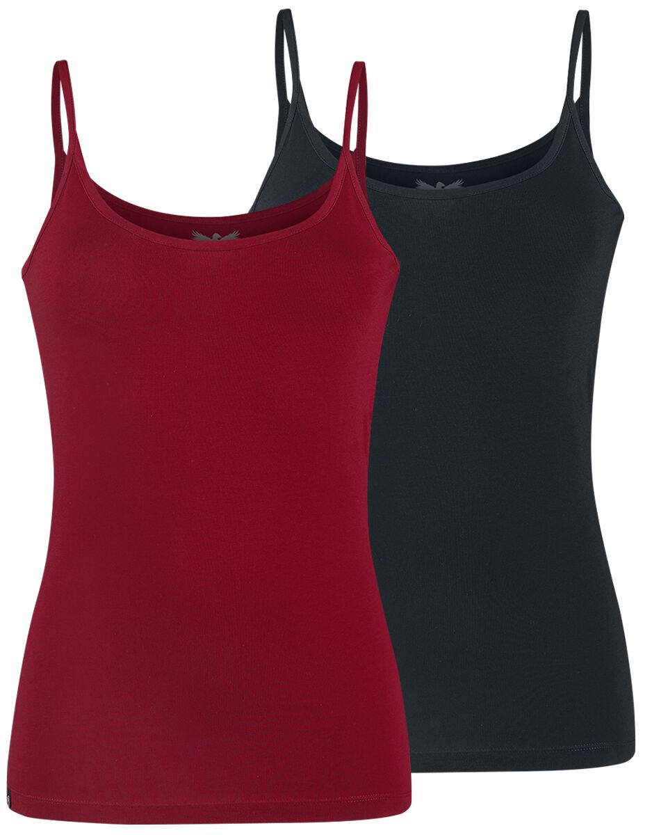 Top  de Black Premium by EMP - Débardeurs Bretelles Spaghettis - Lot De 2 - S à 3XL - pour Femme - noir/bordeaux - Black Premium by EMP