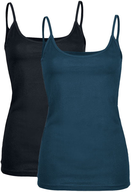 Top  de Black Premium by EMP - Débardeurs Bretelles Spaghettis - Lot De 2 - S à 3XL - pour Femme - noir/pétrole - Black Premium by EMP