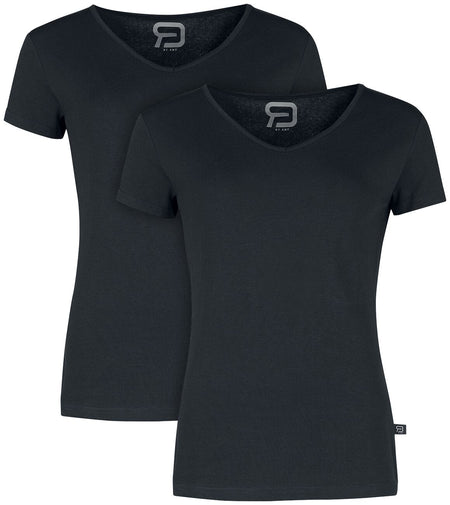 T-Shirt Manches courtes  de RED by EMP - Lot De Deux T-Shirts Col En V - S à 4XL - pour Femme - noir - RED by EMP
