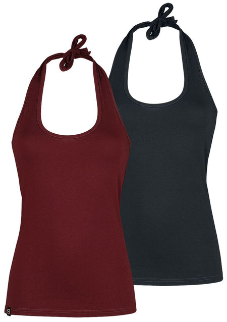 Débardeur  de RED by EMP - Dos-Nu - Lot De 2 - S à 5XL - pour Femme - noir/bordeaux - RED by EMP