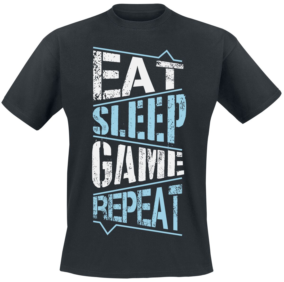 T-Shirt Manches courtes Fun de Slogans Gaming - Eat Sleep Game Repeat - S à 3XL - pour Homme - noir - Slogans Gaming