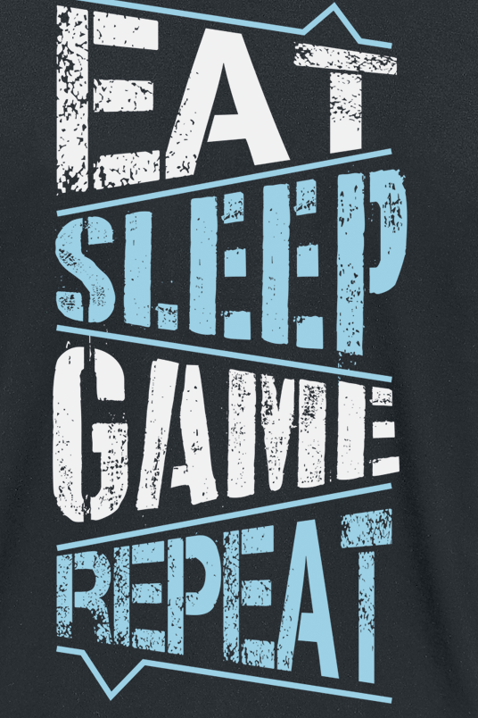 T-Shirt Manches courtes Fun de Slogans Gaming - Eat Sleep Game Repeat - S à 3XL - pour Homme - noir - Slogans Gaming - View 2