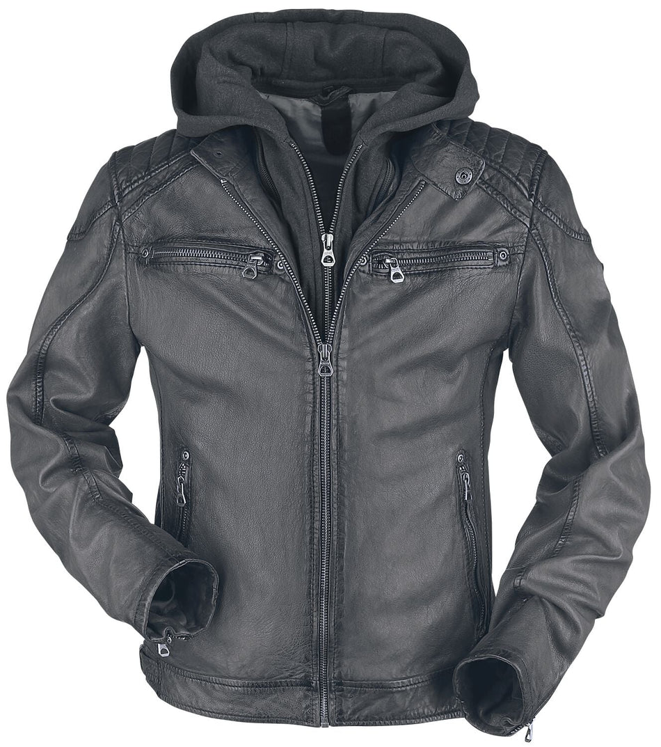 Veste en cuir  de Mauritius - GB Vinn Slim Fit LVV - S à 3XL - pour Homme - gris - Mauritius