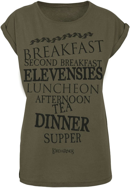 T-Shirt Manches courtes  de Le Seigneur Des Anneaux - Repas De La Comté - XS à S - pour Femme - olive - Le Seigneur Des Anneaux