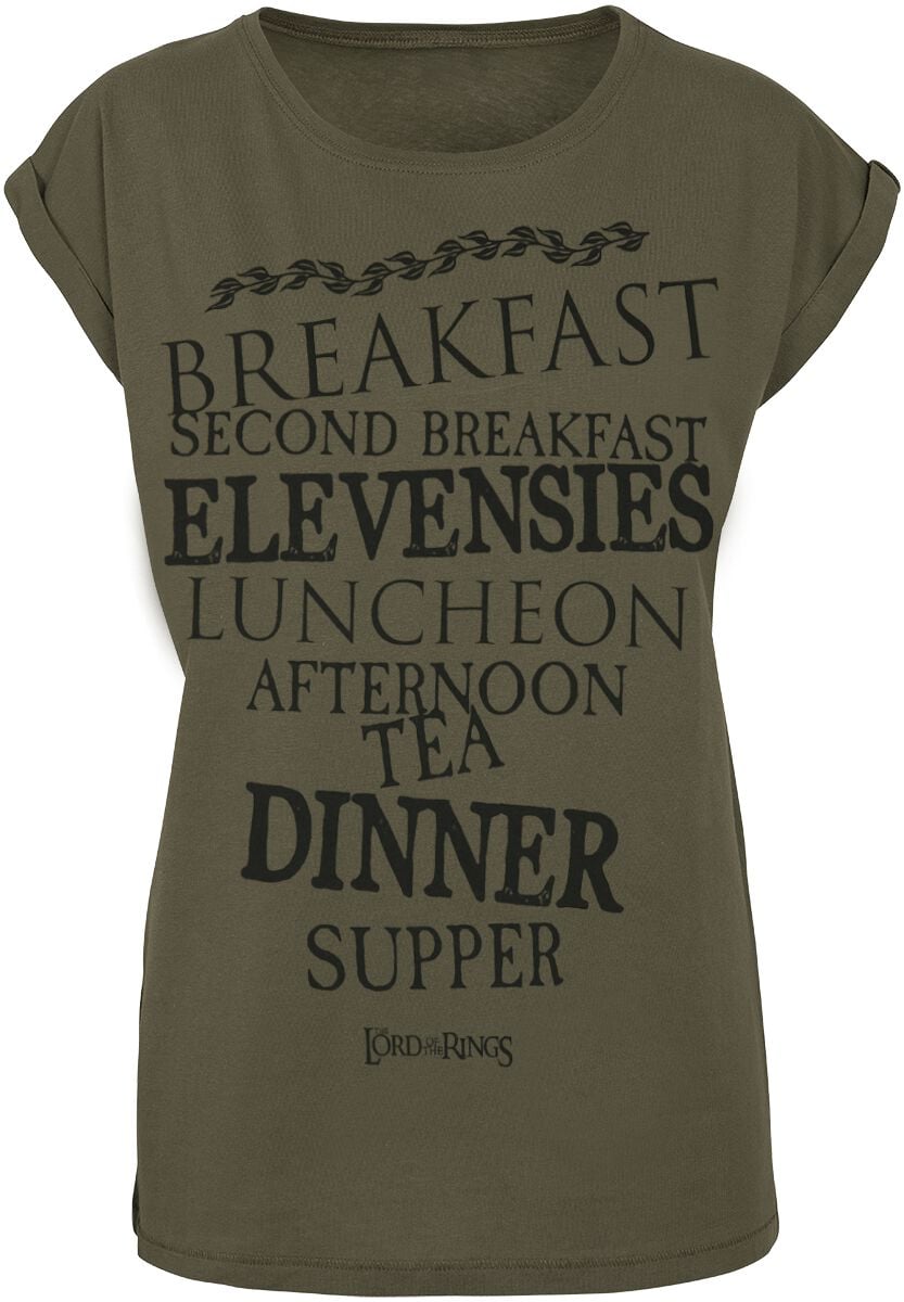T-Shirt Manches courtes  de Le Seigneur Des Anneaux - Repas De La Comté - XS à S - pour Femme - olive - Le Seigneur Des Anneaux
