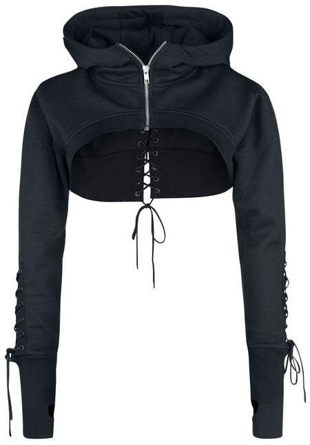 Sweat-shirt zippé à capuche Gothic de Chemical Black - Boléro Ebony - XS à XL - pour Femme - noir - Chemical Black