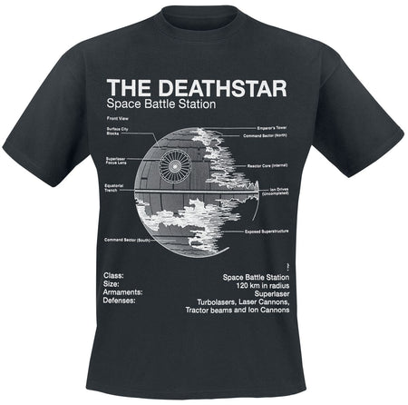 T-Shirt Manches courtes Disney de Star Wars - Croquis Étoile Noire - S à XXL - pour Homme - noir - Star Wars