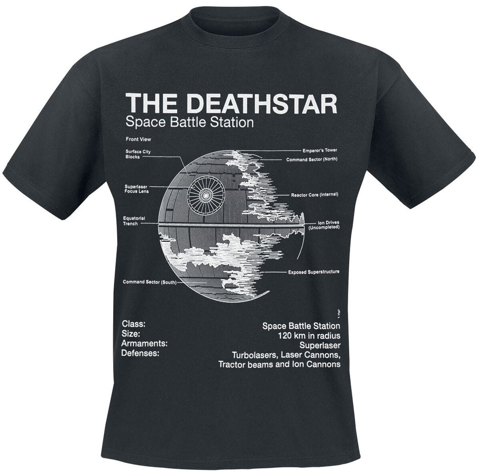 T-Shirt Manches courtes Disney de Star Wars - Croquis Étoile Noire - S à XXL - pour Homme - noir - Star Wars