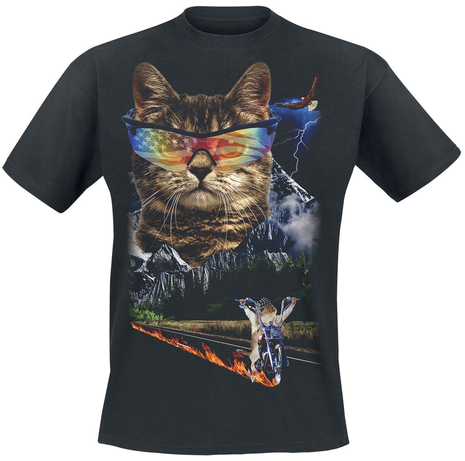 T-Shirt Manches courtes Fun de Goodie Two Sleeves - Meow For Freedom - S à XL - pour Homme - noir - Goodie Two Sleeves