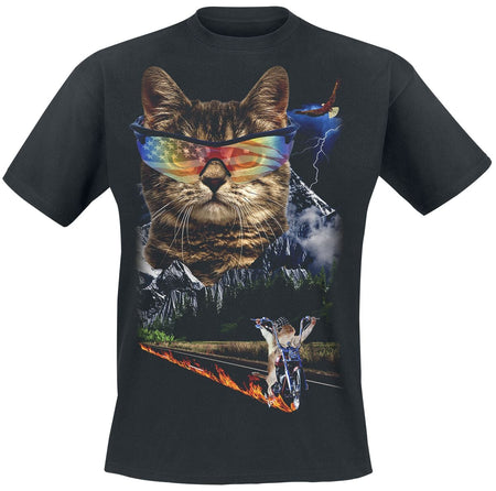 T-Shirt Manches courtes Fun de Goodie Two Sleeves - Meow For Freedom - S à 5XL - pour Homme - noir - Goodie Two Sleeves