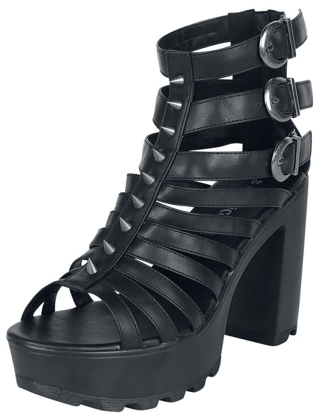 Talons hauts Gothic de Gothicana by EMP - Talons Hauts Noirs Avec Sangles & Clous - EU37 à EU41 - pour Femme - noir - Gothicana by EMP