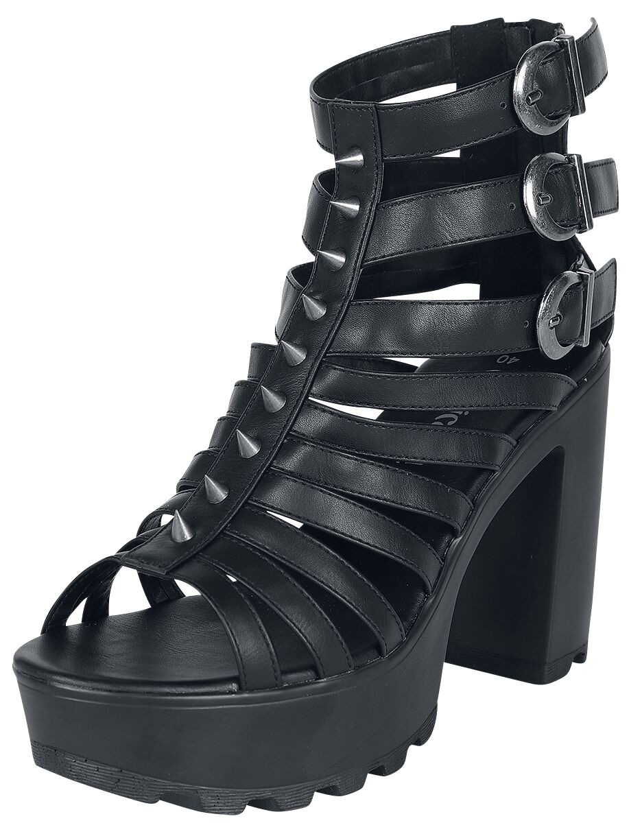 Talons hauts Gothic de Gothicana by EMP - Talons Hauts Noirs Avec Sangles & Clous - EU37 à EU41 - pour Femme - noir - Gothicana by EMP