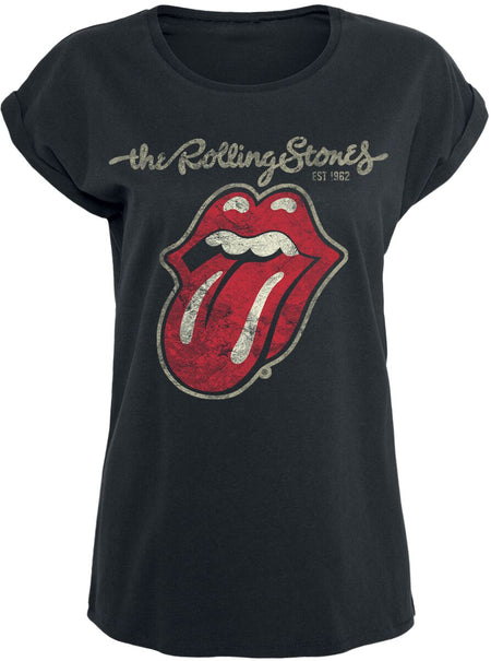 T-Shirt Manches courtes  de The Rolling Stones - Langue Usée - S à 5XL - pour Femme - noir - The Rolling Stones