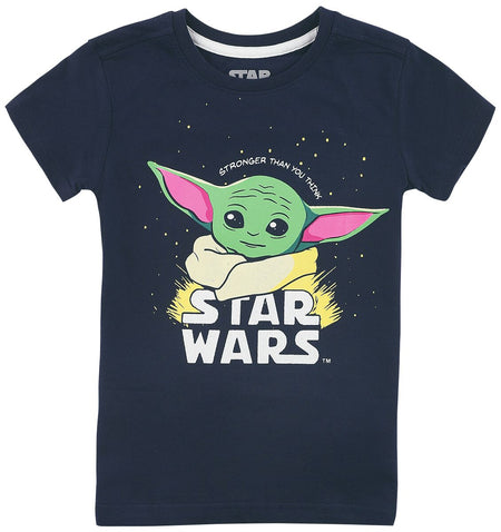T-shirt Disney de Star Wars - Enfants - The Mandalorian - Baby Yoda - Grogu - 98/104 à 110/116 - pour filles & garçonse - bleu foncé - Star Wars