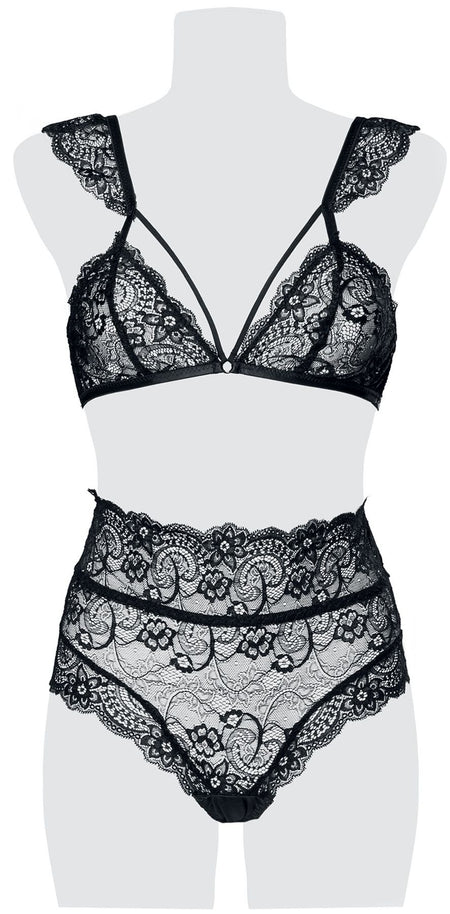 Sous-vêtement Gothic de Grey Velvet - Ensemble 2 Pièces Soutien Gorge en Dentelle - S à XL - pour Femme - noir - Grey Velvet