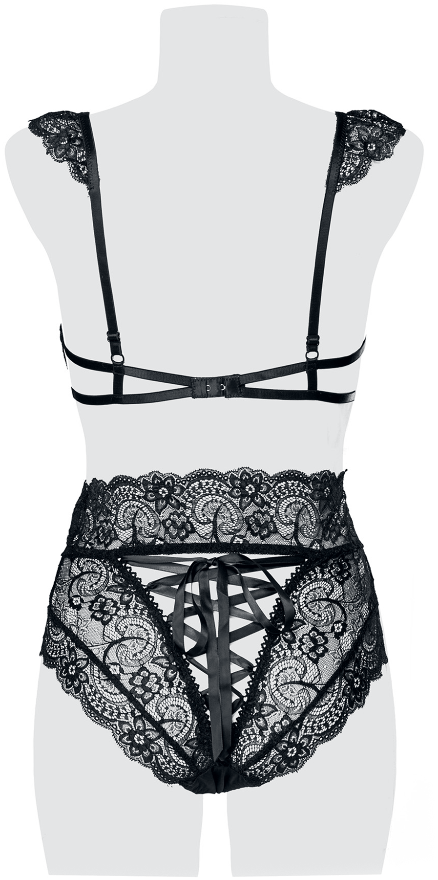 Sous-vêtement Gothic de Grey Velvet - Ensemble 2 Pièces Soutien Gorge en Dentelle - S à XL - pour Femme - noir - Grey Velvet - View 2
