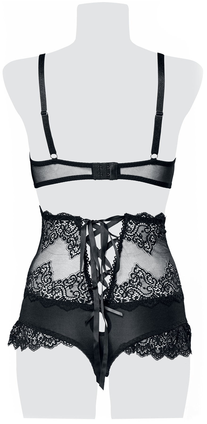 Sous-vêtement Gothic de Grey Velvet - Ensemble Soutien-Gorge Dentelle 2 Pièces - S à M - pour Femme - noir - Grey Velvet - View 2