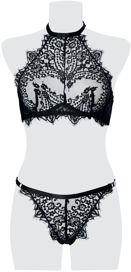 Sous-vêtement Gothic de Grey Velvet - Ensemble Cami Dentelle 2 Pièces - S à XL - pour Femme - noir - Grey Velvet