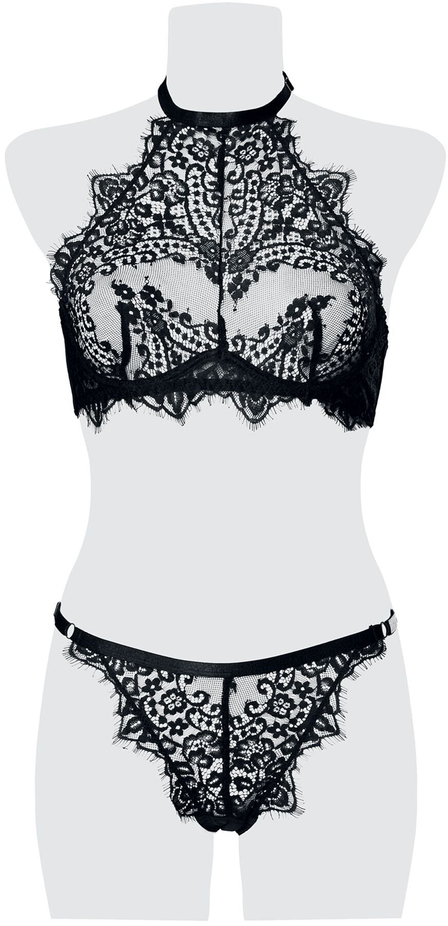Sous-vêtement Gothic de Grey Velvet - Ensemble Cami Dentelle 2 Pièces - S à XL - pour Femme - noir - Grey Velvet