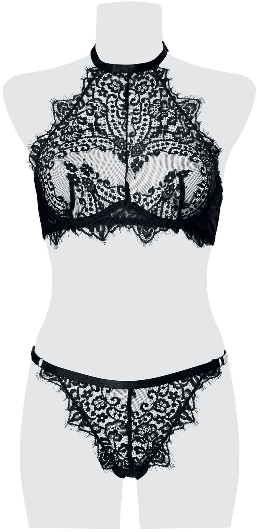 Sous-vêtement Gothic de Grey Velvet - Ensemble Cami Dentelle 2 Pièces - S à XL - pour Femme - noir - Grey Velvet
