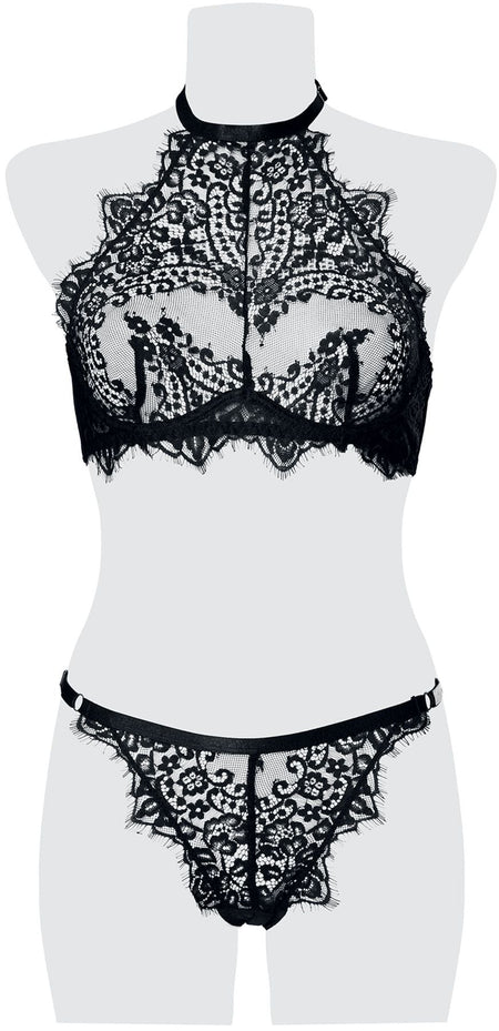 Sous-vêtement Gothic de Grey Velvet - Ensemble Cami Dentelle 2 Pièces - S à XL - pour Femme - noir - Grey Velvet