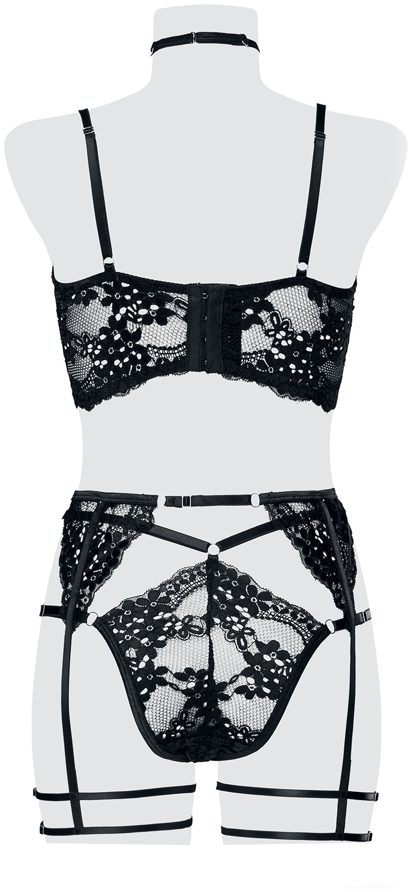 Sous-vêtement Gothic de Grey Velvet - Ensemble 3 Pièces Dentelle Cami - M à XL - pour Femme - noir - Grey Velvet - View 2