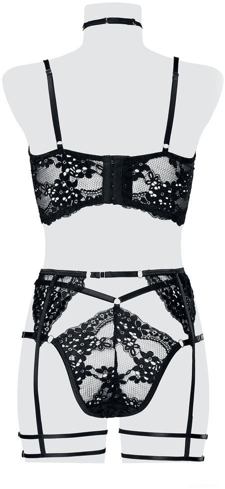 Sous-vêtement Gothic de Grey Velvet - Ensemble 3 Pièces Dentelle Cami - M à XL - pour Femme - noir - Grey Velvet - View 2