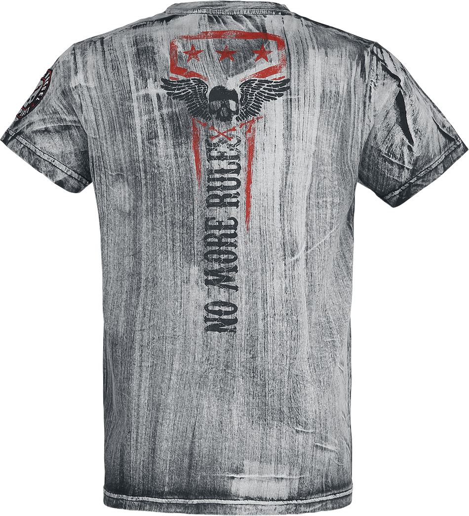T-Shirt Manches courtes  de Rock Rebel by EMP - T-Shirt Gris Col En V & Imprimé - S à 5XL - pour Homme - gris - Rock Rebel by EMP - View 2