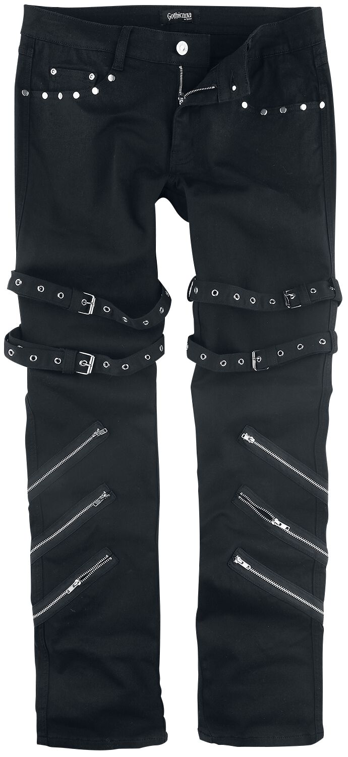 Jean Gothic de Gothicana by EMP - Jared - Jean Noir Avec Bouclesm Zips & Clous - W30L32 à W40L34 - pour Homme - noir - Gothicana by EMP
