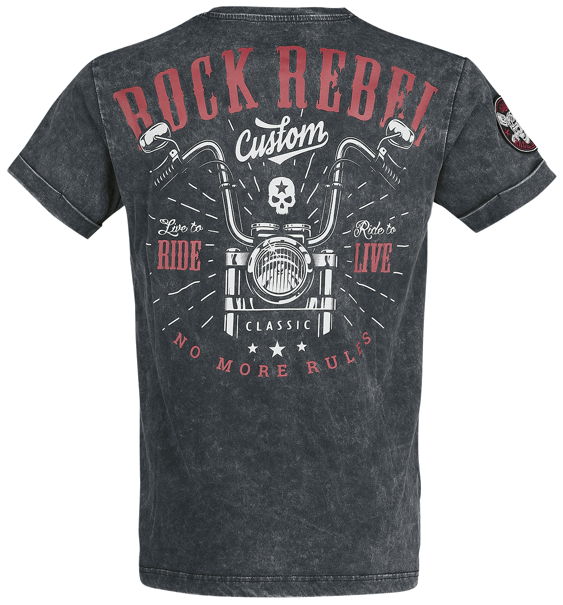 T-Shirt Manches courtes  de Rock Rebel by EMP - T-Shirt Noir Col En V & Imprimé - S à 5XL - pour Homme - noir - Rock Rebel by EMP - View 2