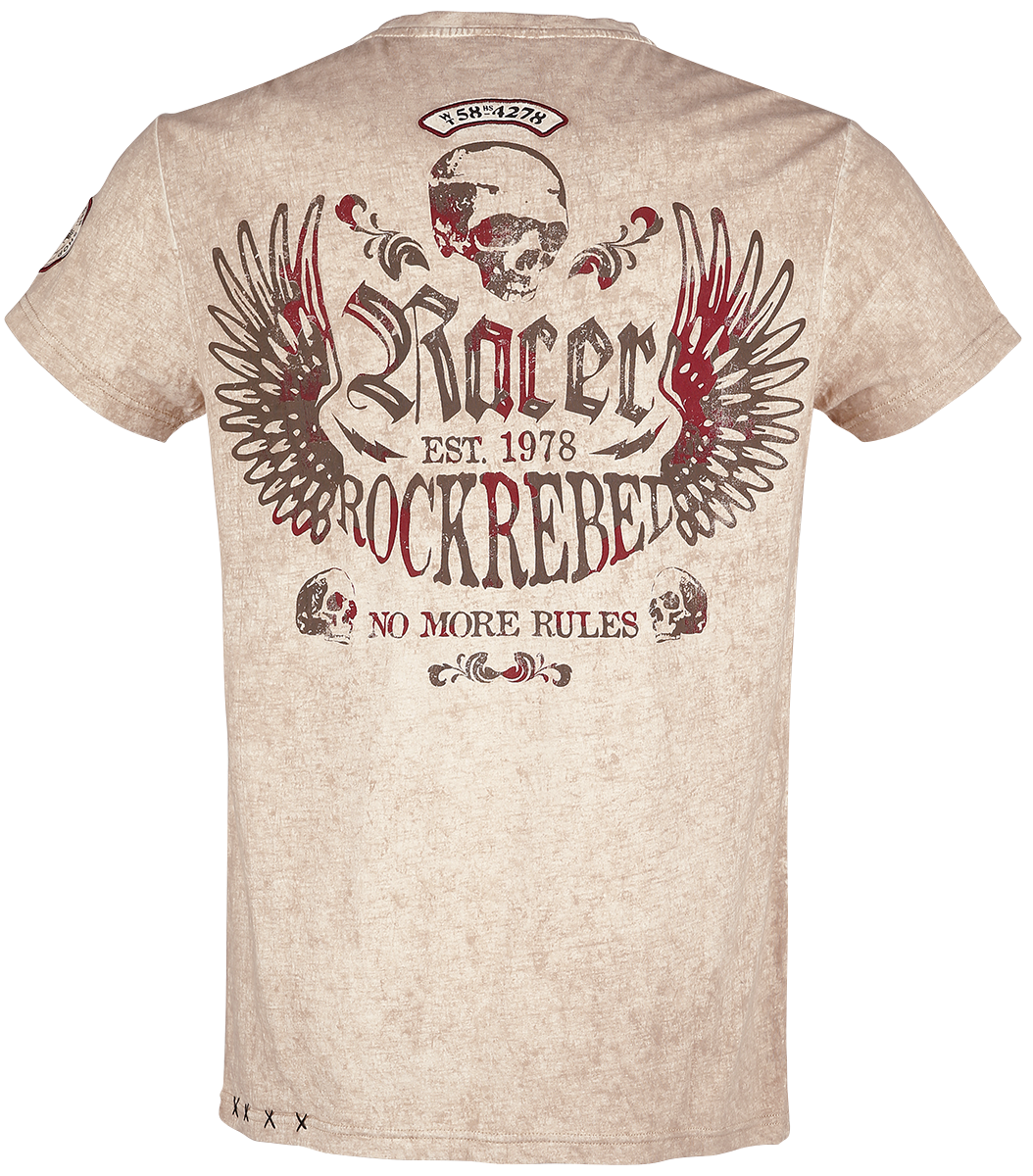 T-Shirt Manches courtes  de Rock Rebel by EMP - T-Shirt Beige Ras-Du-Cou & Imprimé - M à 5XL - pour Homme - beige - Rock Rebel by EMP - View 2