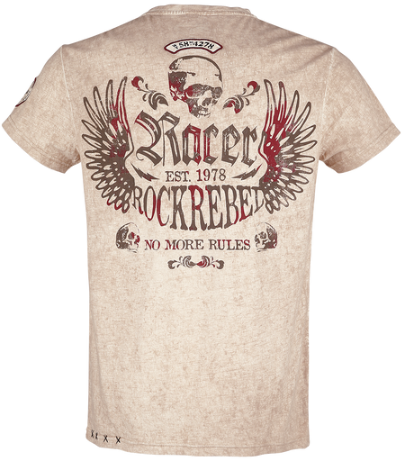 T-Shirt Manches courtes  de Rock Rebel by EMP - T-Shirt Beige Ras-Du-Cou & Imprimé - M à 5XL - pour Homme - beige - Rock Rebel by EMP - View 2