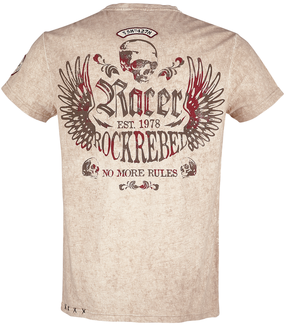 T-Shirt Manches courtes  de Rock Rebel by EMP - T-Shirt Beige Ras-Du-Cou & Imprimé - M à 5XL - pour Homme - beige - Rock Rebel by EMP - View 2