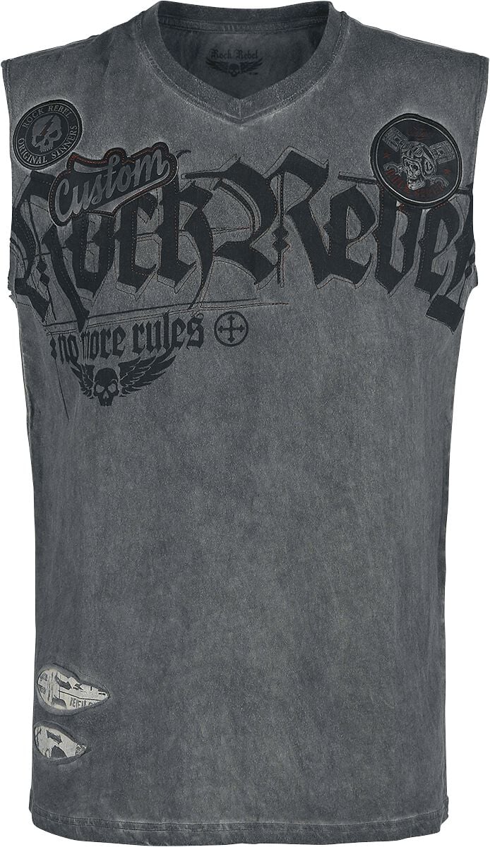 Débardeur  de Rock Rebel by EMP - Débardeur Gris Délavé Avec Imprimé - S à M - pour Homme - gris - Rock Rebel by EMP