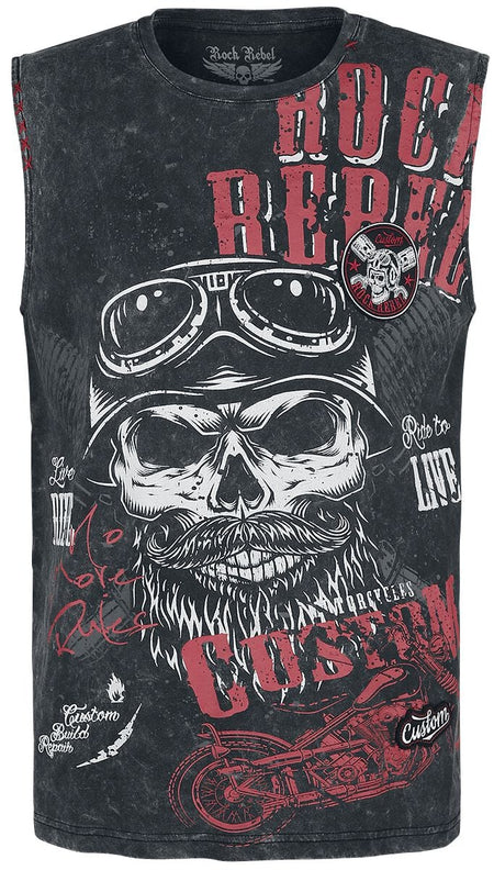 Débardeur  de Rock Rebel by EMP - Washed Tank with Print - S à L - pour Homme - noir - Rock Rebel by EMP