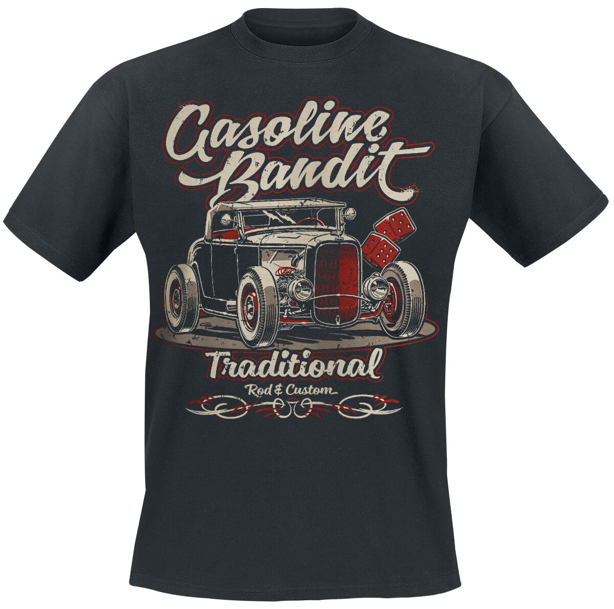 T-Shirt Manches courtes Rockabilly de Gasoline Bandit - Traditional - S à 4XL - pour Homme - noir - Gasoline Bandit