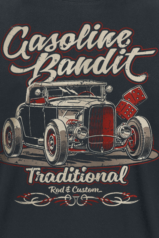 T-Shirt Manches courtes Rockabilly de Gasoline Bandit - Traditional - S à 4XL - pour Homme - noir - Gasoline Bandit - View 2