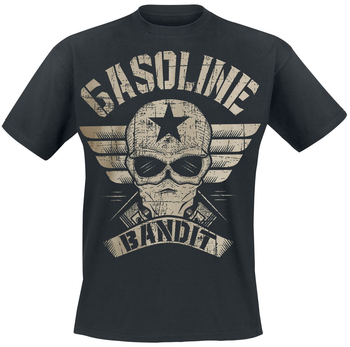 T-Shirt Manches courtes Rockabilly de Gasoline Bandit - Logo Ailé - S à 4XL - pour Homme - noir - Gasoline Bandit