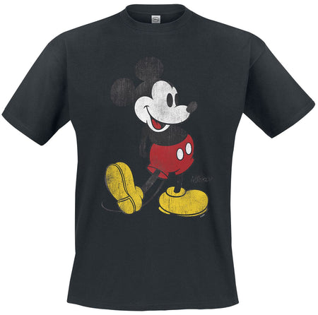T-Shirt Manches courtes Disney de Mickey & Minnie Mouse - Vintage Micky - S à 5XL - pour Homme - noir - Mickey & Minnie Mouse