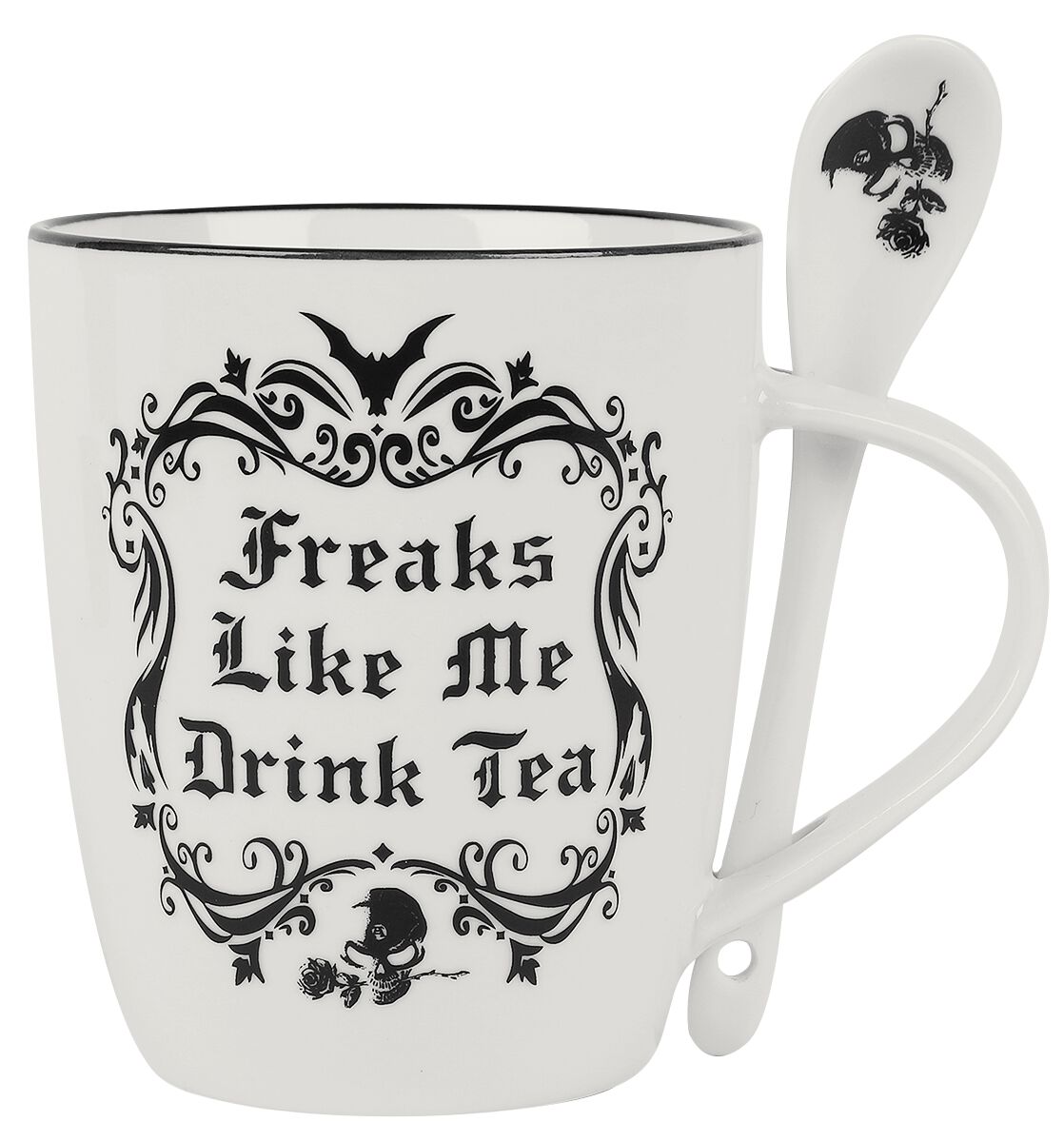 Mug Gothic de Alchemy England - Freaks Like Me Drink Tea - pour Unisexe - blanc/noir - Alchemy England