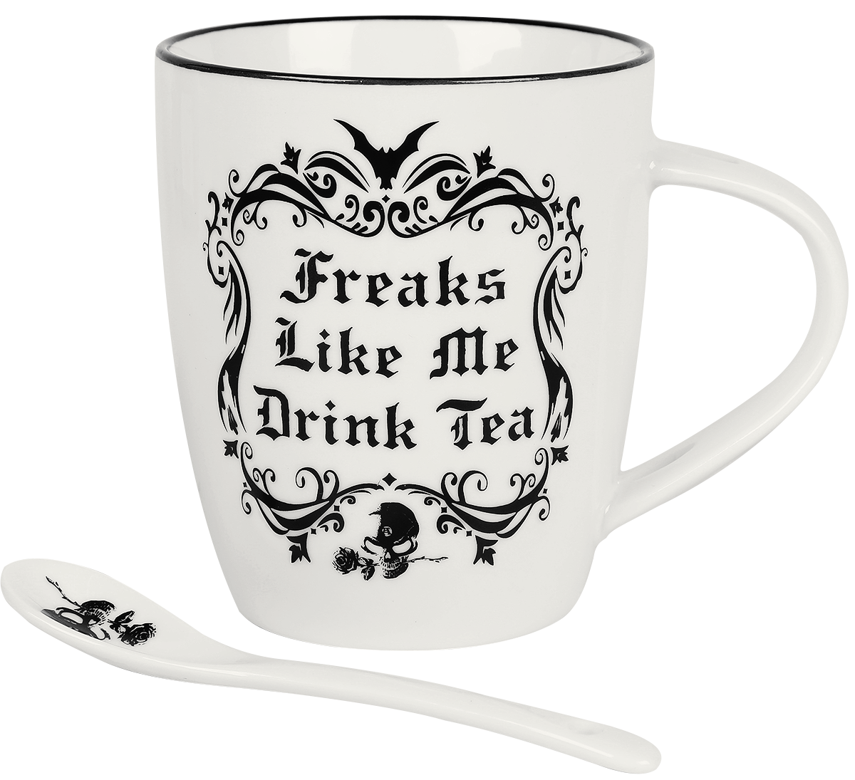 Mug Gothic de Alchemy England - Freaks Like Me Drink Tea - pour Unisexe - blanc/noir - Alchemy England - View 2