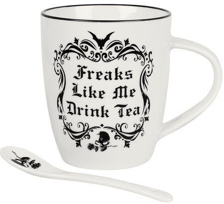 Mug Gothic de Alchemy England - Freaks Like Me Drink Tea - pour Unisexe - blanc/noir - Alchemy England - View 2