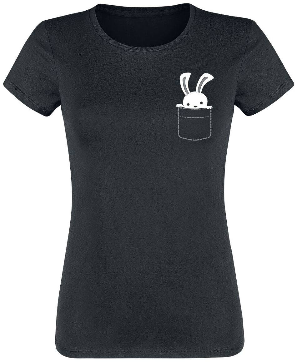 T-Shirt Manches courtes Fun de Tierisch - Hasi in der Tasche - S à XXL - pour Femme - noir - Tierisch
