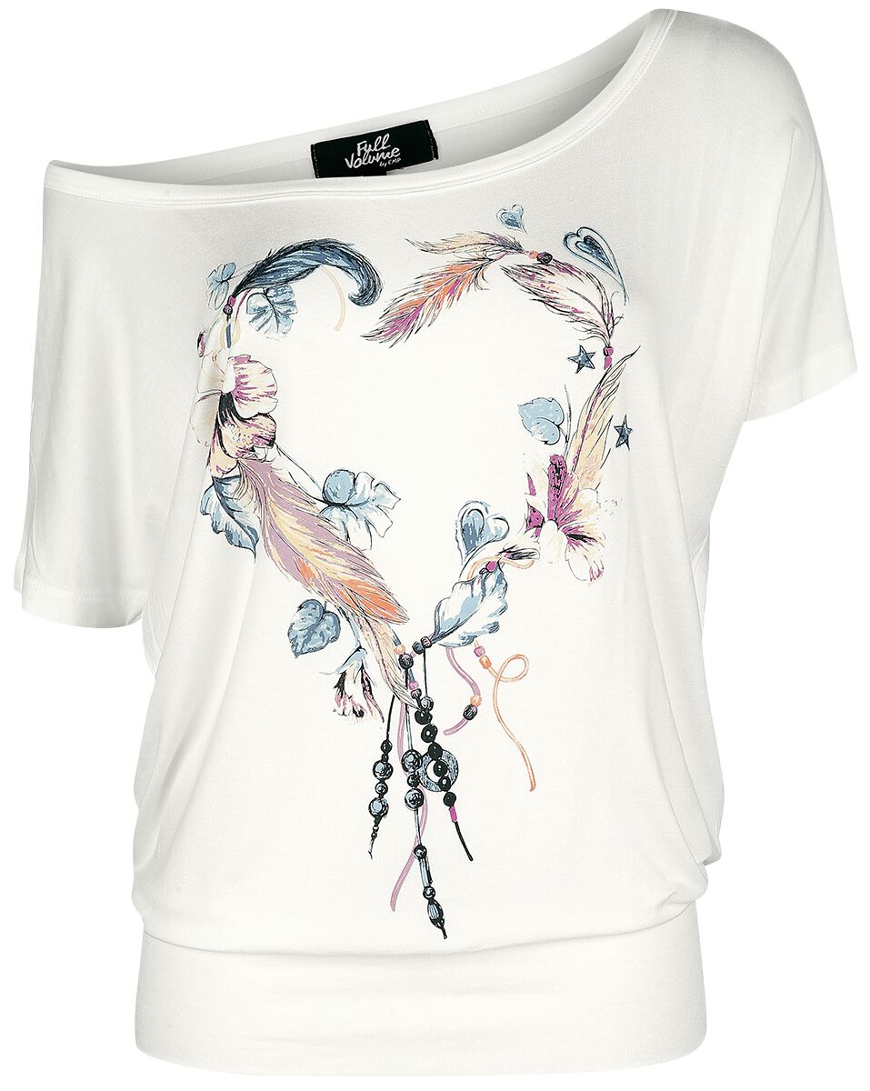 T-Shirt Manches courtes  de Full Volume by EMP - T-Shiirt Blanc Rad-Du-Cou Imprimé - S à XXL - pour Femme - blanc - Full Volume by EMP