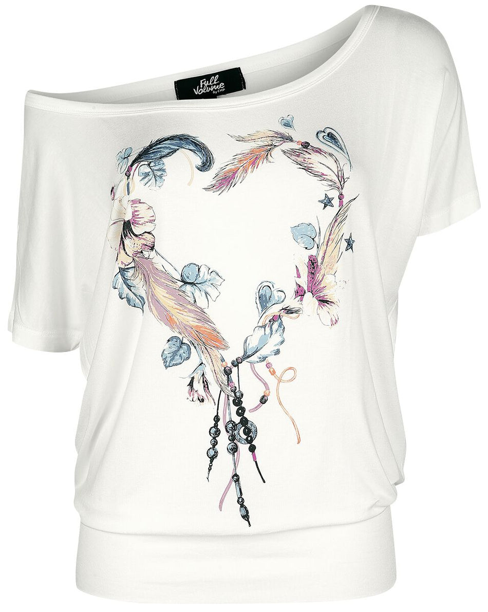 T-Shirt Manches courtes  de Full Volume by EMP - T-Shiirt Blanc Rad-Du-Cou Imprimé - S à XXL - pour Femme - blanc - Full Volume by EMP
