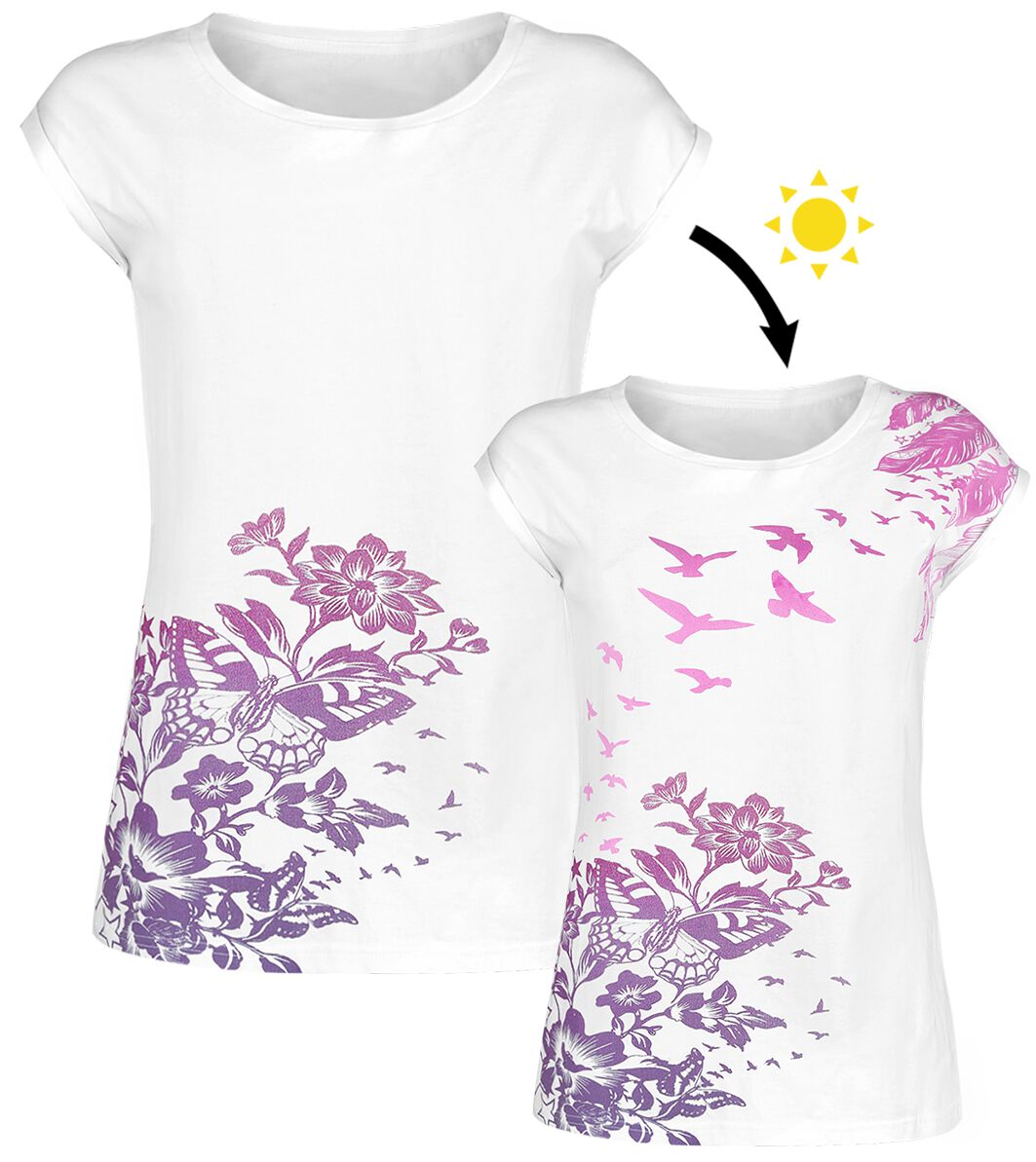 T-Shirt Manches courtes  de Full Volume by EMP - T-Shirt Blanc Ras-Du-Cou & Imprimé UV - S à XXL - pour Femme - blanc - Full Volume by EMP