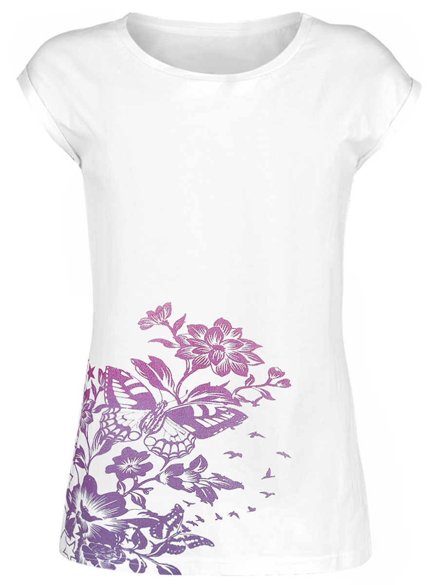 T-Shirt Manches courtes  de Full Volume by EMP - T-Shirt Blanc Ras-Du-Cou & Imprimé UV - S à XXL - pour Femme - blanc - Full Volume by EMP - View 2