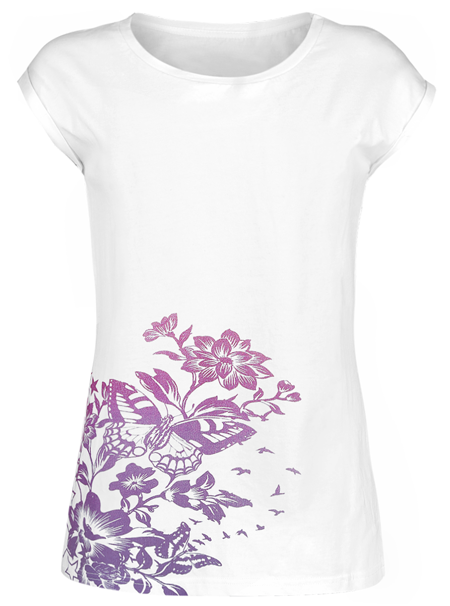 T-Shirt Manches courtes  de Full Volume by EMP - T-Shirt Blanc Ras-Du-Cou & Imprimé UV - S à XXL - pour Femme - blanc - Full Volume by EMP - View 2