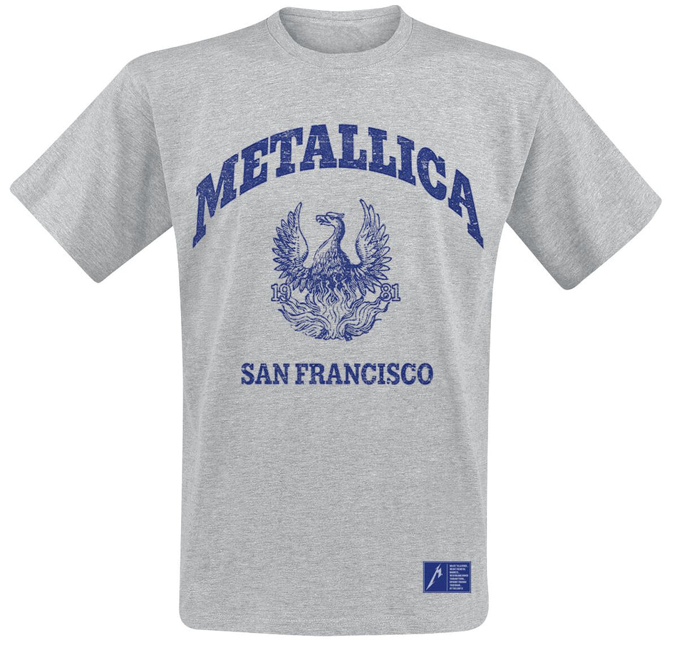 T-Shirt Manches courtes  de Metallica - College Crest - S à XXL - pour Homme - gris - metallica