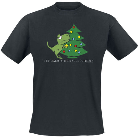 T-Shirt Manches courtes Fun de Slogans - The Xmas Struggle Is Real - S à XXL - pour Homme - noir - Slogans